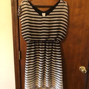 Navy and cream striped dress